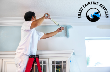 Man painting the ineterior of a costal residential northern beaches home.